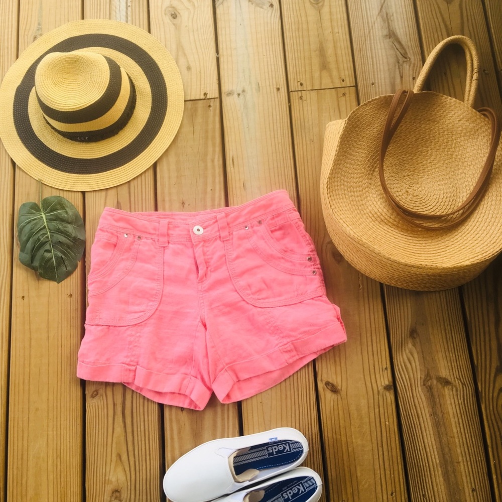 INC Blingy Pink Linen Shorts-4